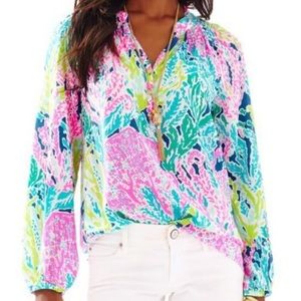 Lilly Pulitzer Silk Blouse/ELSA let's chat cha